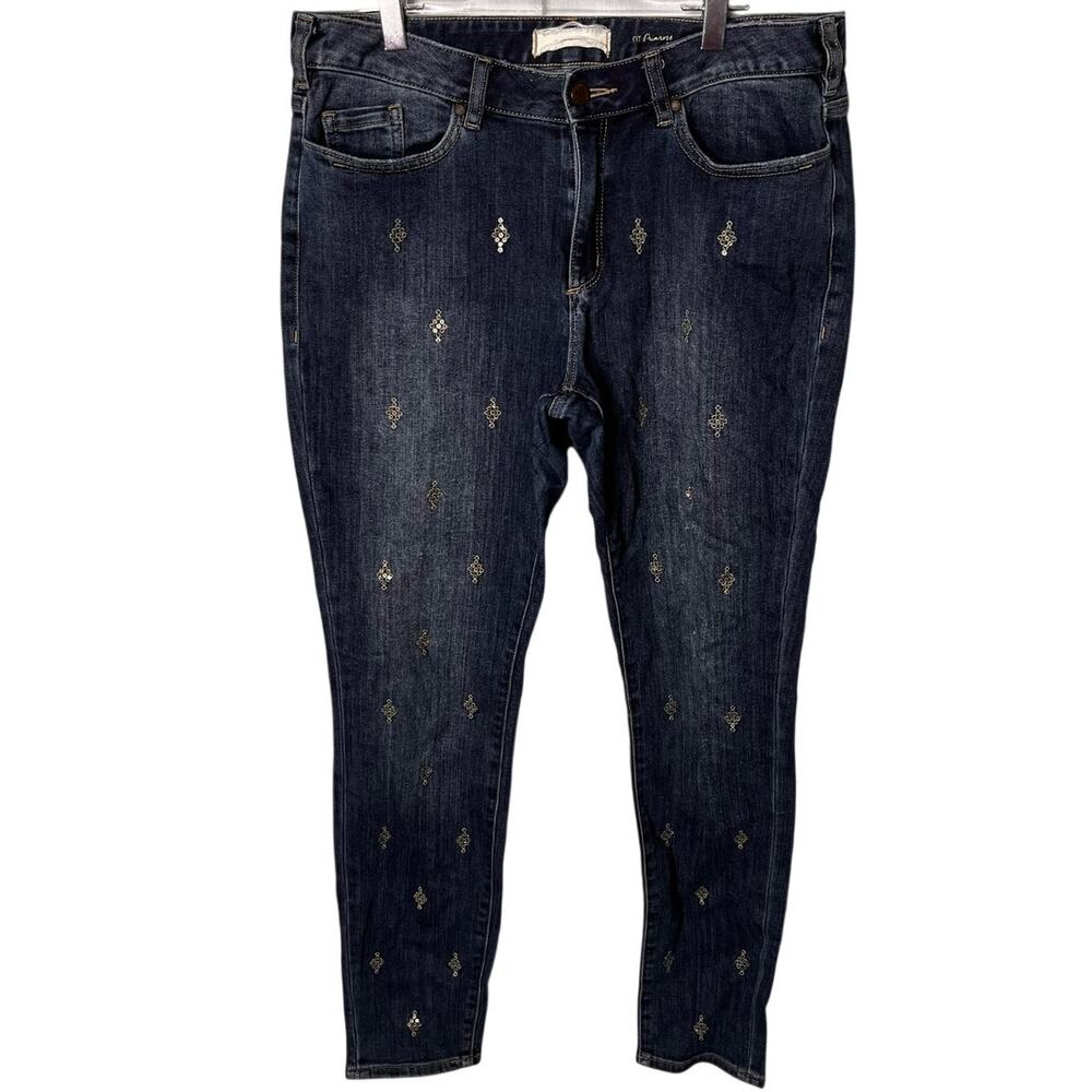Sundance Primrose Skinny Jeans W 30 Dark Wash Sequin Diamond Embroidered